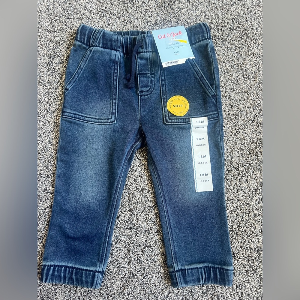 NWT Cat & Jack Denim Blue Kids Joggers